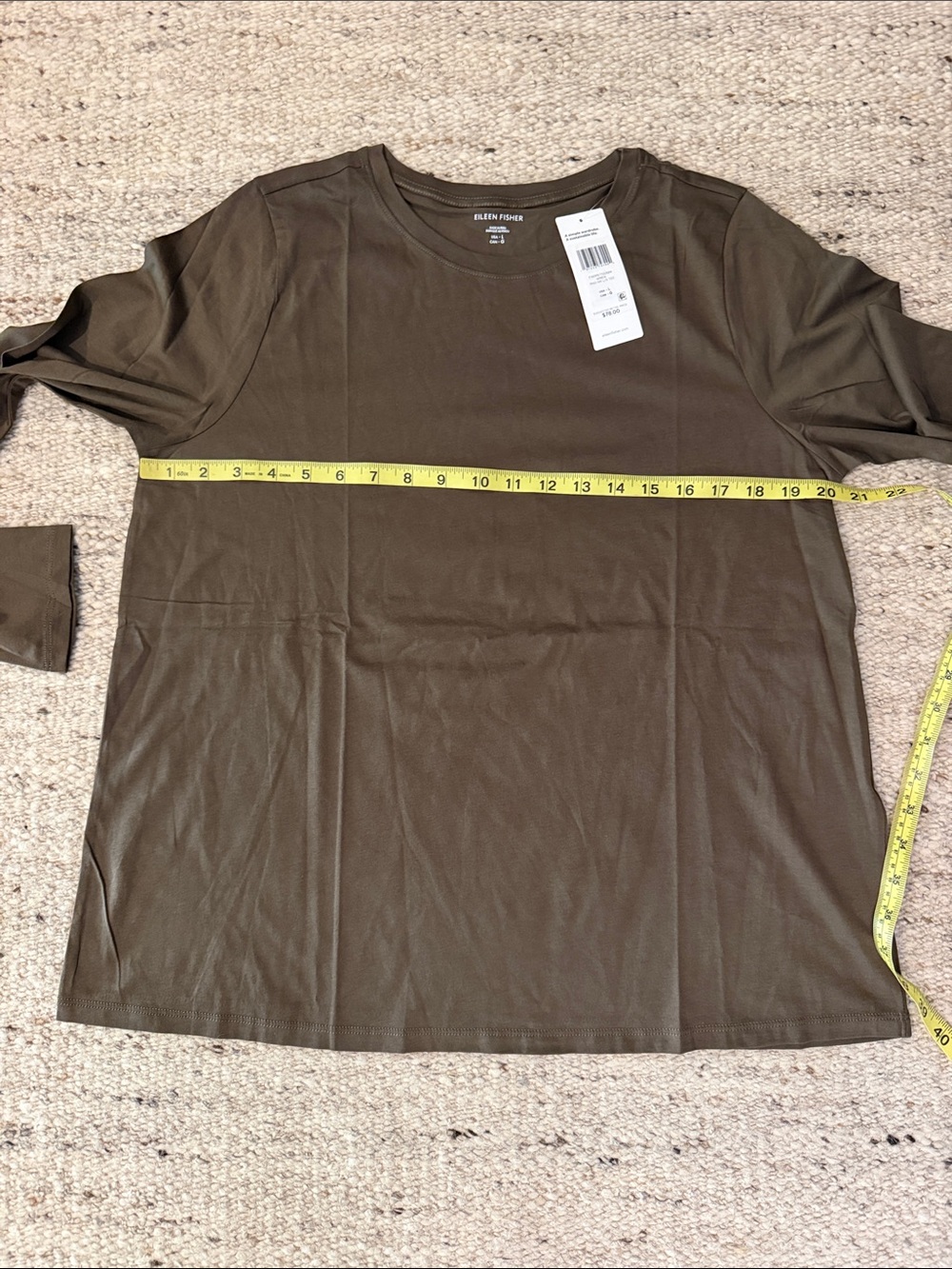 NWT Eileen Fisher Organic Pima Cotton Jersey l/s round neck tee- large - Picture 4 of 6